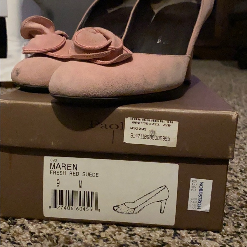 Paolo Maren size 9 dusty rose pink suede heels
